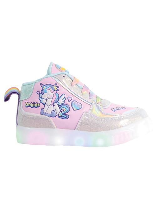 Tenis luz led Kuali Shoes para niña Unicornio