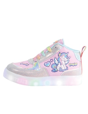 Tenis luz led Kuali Shoes para niña Unicornio