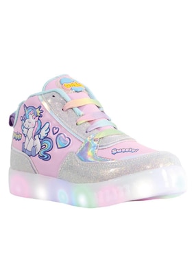 Tenis luz led Kuali Shoes para niña Unicornio